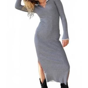 NEW CRAS alyssa slim fit knitted dress in grey